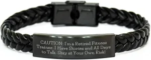 Fitness Trainer Funny Quote Interlaced Leather Cord Wristband Gifts for Husband, Sweetheart, or Fitness Enthusiast - Valentine's Unique Presents from Loved Ones