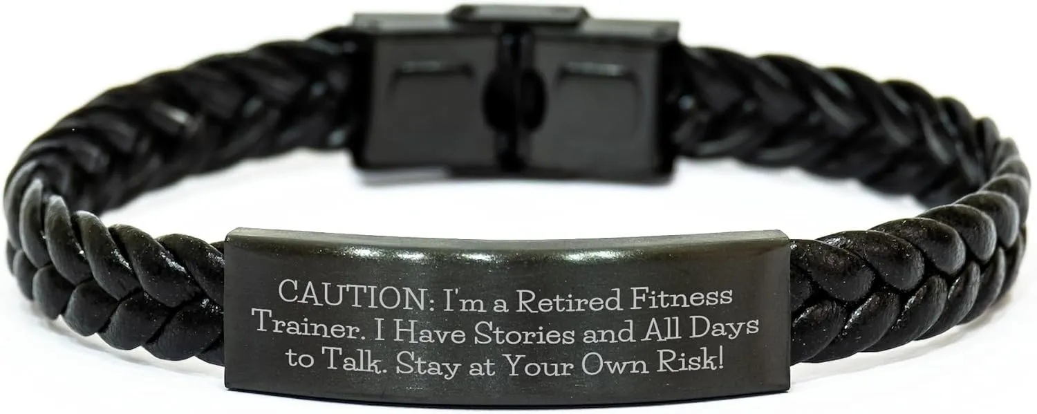 Fitness Trainer Funny Quote Interlaced Leather Cord Wristband Gifts for Husband, Sweetheart, or Fitness Enthusiast - Valentine's Unique Presents from Loved Ones
