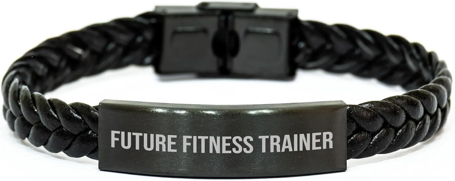 Fitness Trainer Interlaced Leather Bracelet Gifts from Men to Future Fitness Trainers for Christmas, Quotes for Fitness Enthusiasts, Inspirational Motivational Sayings
