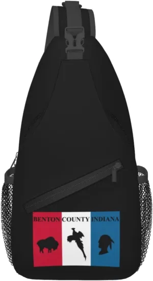 Flag Of Benton County, Indiana Crossbody Bags For Women Men Chest Backpack Gym Shoulder Bag Travel Outdoor Sports Casual Crossbody Bags