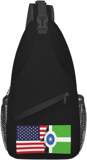 Flag Of Bond Hill, Cincinnati, Ohio And America Crossbody Bags For Women Men Chest Backpack Gym Shoulder Bag Travel Outdoor Sports Casual Crossbody Bags