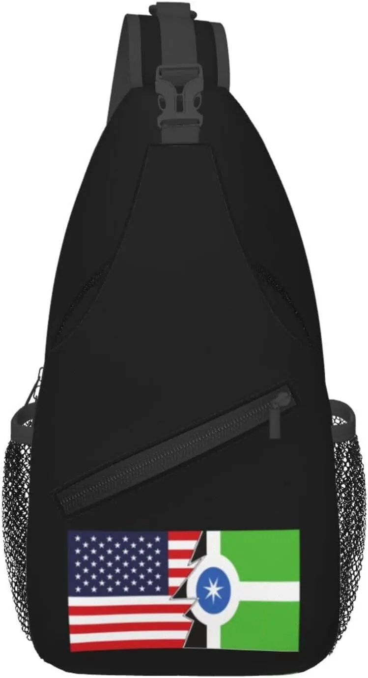 Flag Of Bond Hill, Cincinnati, Ohio And America Crossbody Bags For Women Men Chest Backpack Gym Shoulder Bag Travel Outdoor Sports Casual Crossbody Bags