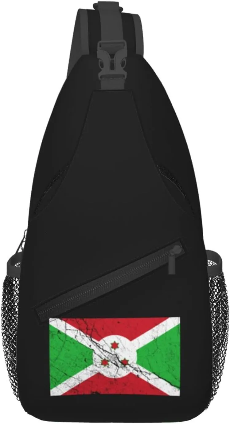 Flag Of Burundi Texture Effect Crossbody Bags For Women Men Chest Backpack Gym Shoulder Bag Travel Outdoor Sports Casual Crossbody Bags