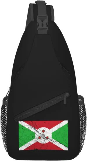 Flag Of Burundi Texture Effect Crossbody Bags For Women Men Chest Backpack Gym Shoulder Bag Travel Outdoor Sports Casual Crossbody Bags