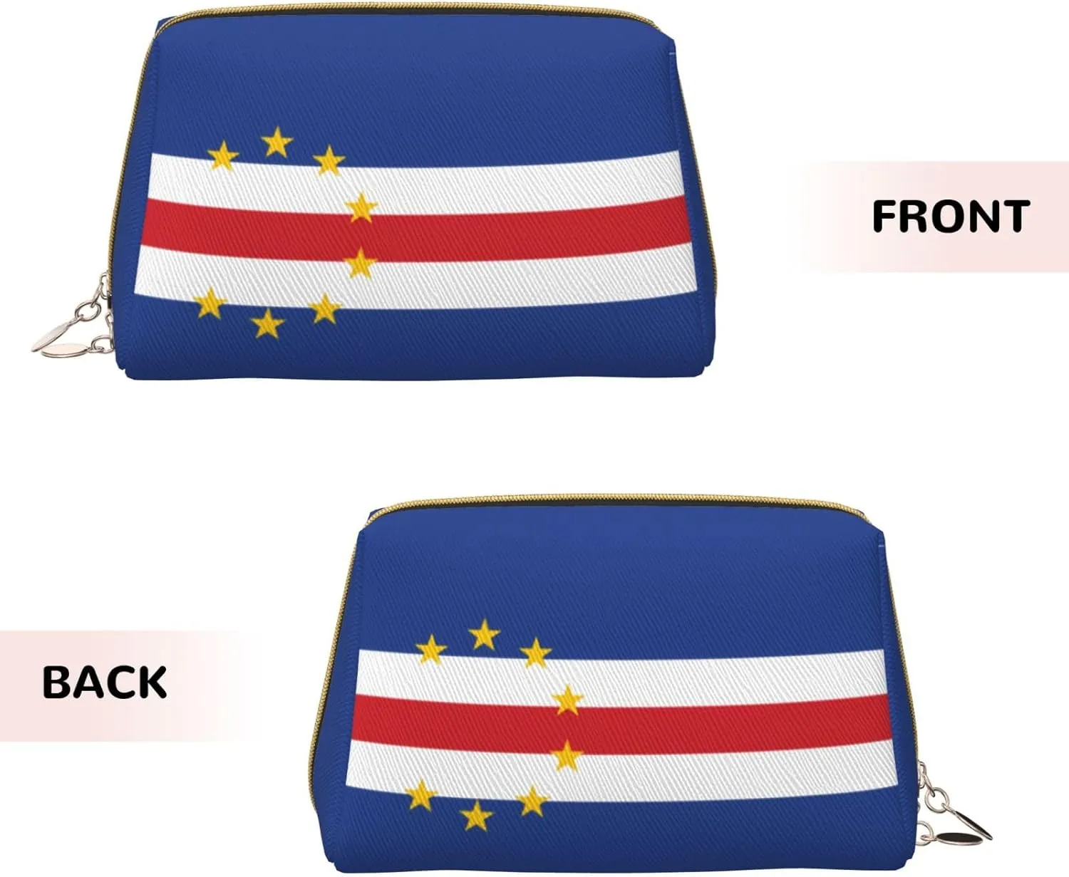 Flag Of Cape Verdemakeup Bag Organizer,Toiletry Cosmetic Bag,Zipper Pouch Brushes Storage Case(Large)