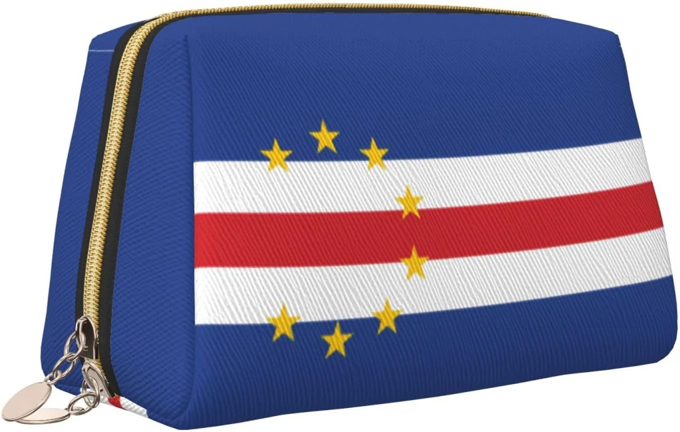 Flag Of Cape Verdemakeup Bag Organizer,Toiletry Cosmetic Bag,Zipper Pouch Brushes Storage Case(Large)