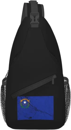 Flag Of Nevada Texture Effect Crossbody Bags For Women Men Chest Backpack Gym Shoulder Bag Travel Outdoor Sports Casual Crossbody Bags