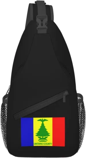 Flag Of Ontario County, New York Crossbody Bags For Women Men Chest Backpack Gym Shoulder Bag Travel Outdoor Sports Casual Crossbody Bags