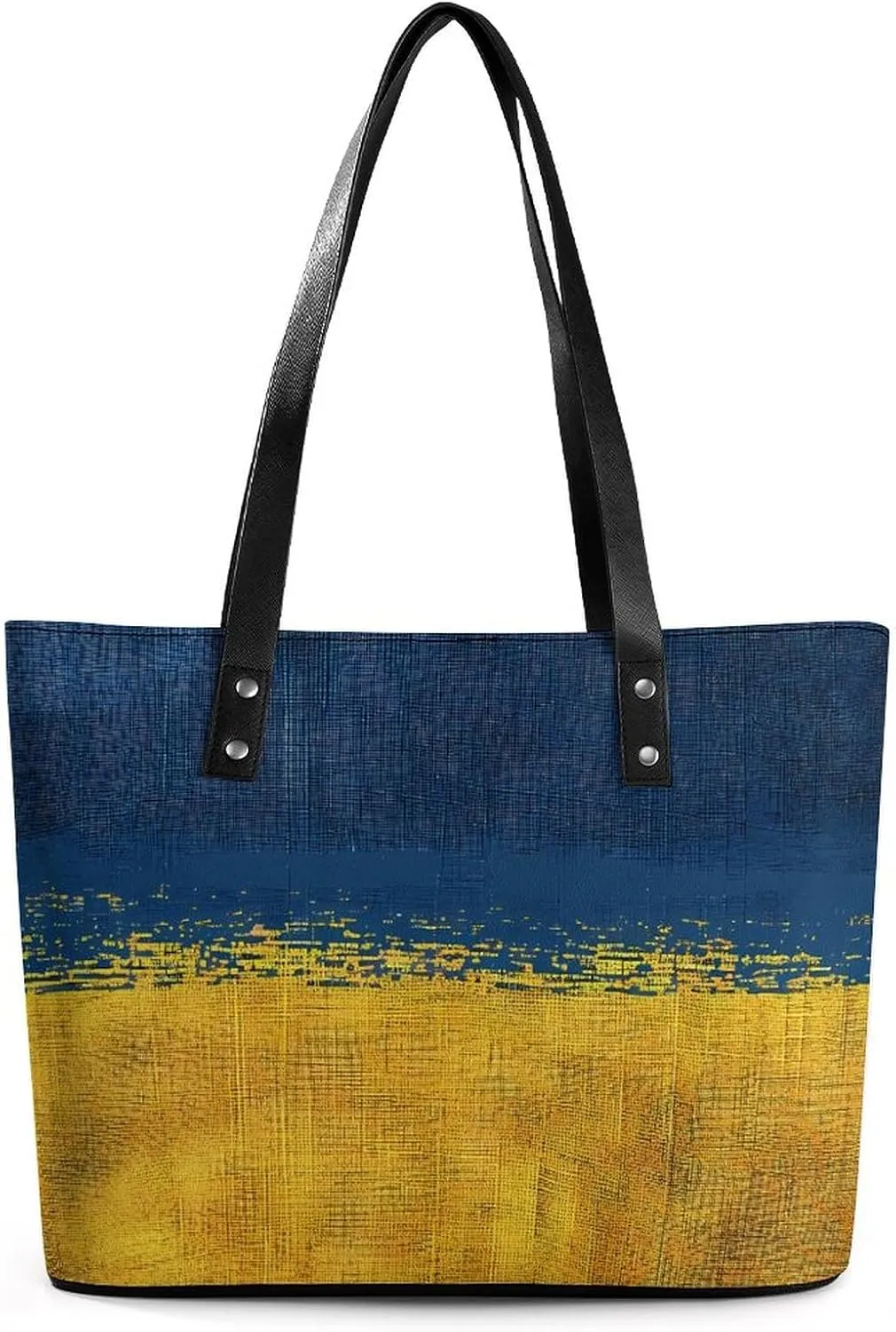 Flag of Ukraine Weaving Pattern Women's Tote Shoulder Bag Handbag Top Handle Leather 29 * 34 * 14cm