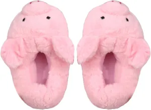 Floerns Women's Cute Pig Funny Slippers Closed Toe Furry Faux Fur Warm Home Shoes