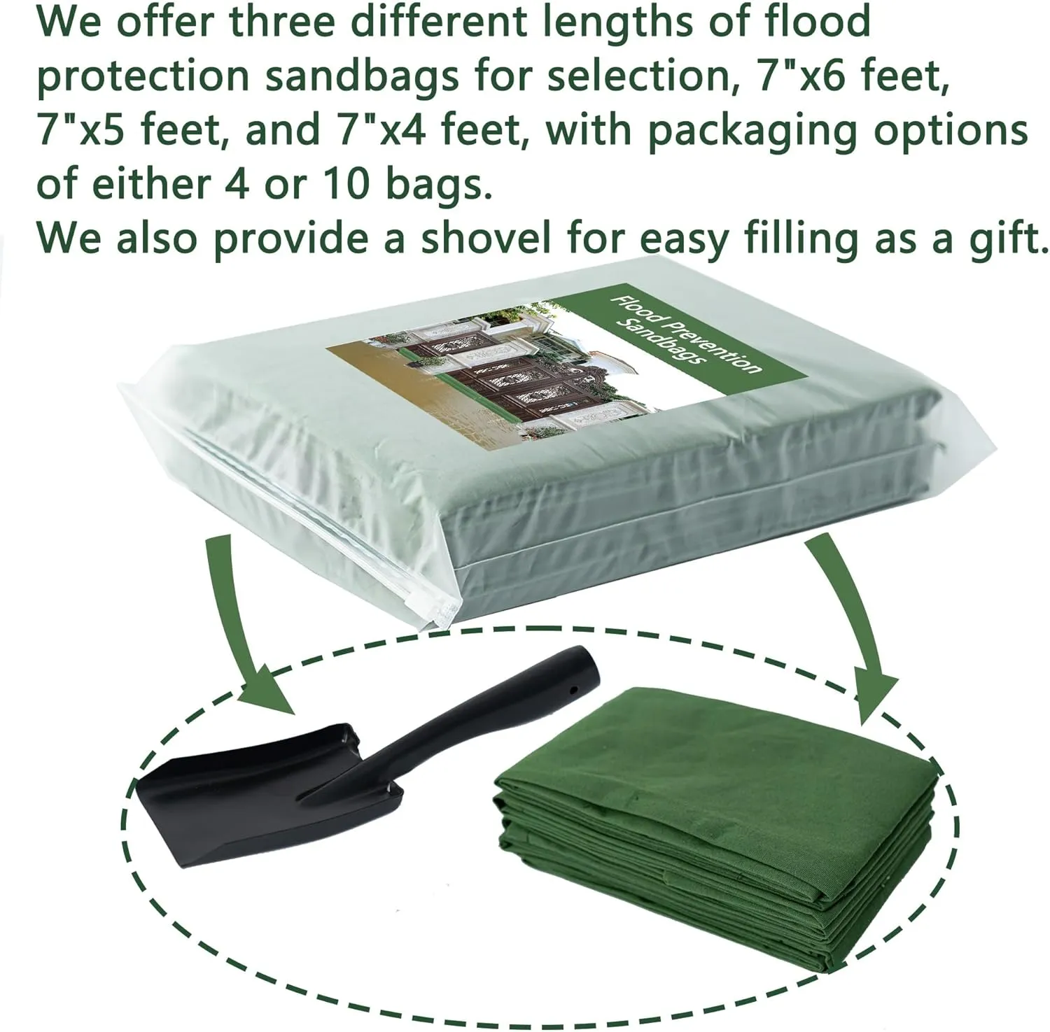Flood Prevention Sandbags, Reusable Flood Water Barrier, Suitable for Indoor and Outdoor, etc. to Control Flooding in Rainy Season (6 feet 7 inches (Pack of 10))