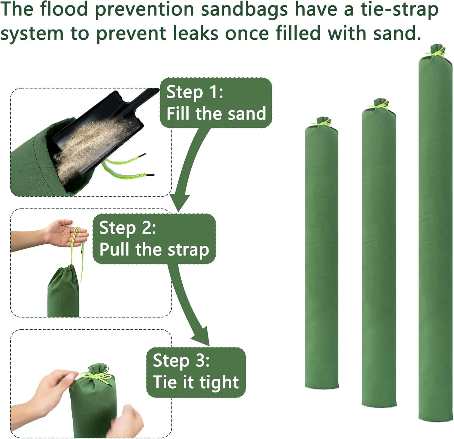 Flood Prevention Sandbags, Reusable Flood Water Barrier, Suitable for Indoor and Outdoor, etc. to Control Flooding in Rainy Season (6 feet 7 inches (Pack of 10))