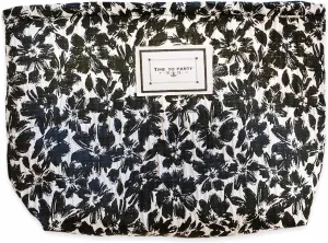 Floral Cosmetic Bags Makeup Bags for Women, Soft Large Makeup Pouch for Girls, Aesthetic Travel Makeup Organizer Bag (Back Flowers)