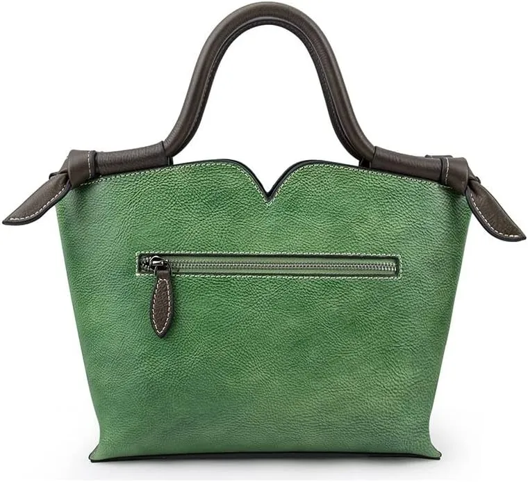 Floral Genuine Leather Women's Purse Handbag Cowhide Tote Bag Vintage Shoulder Bag Ladies Crossbody Bags