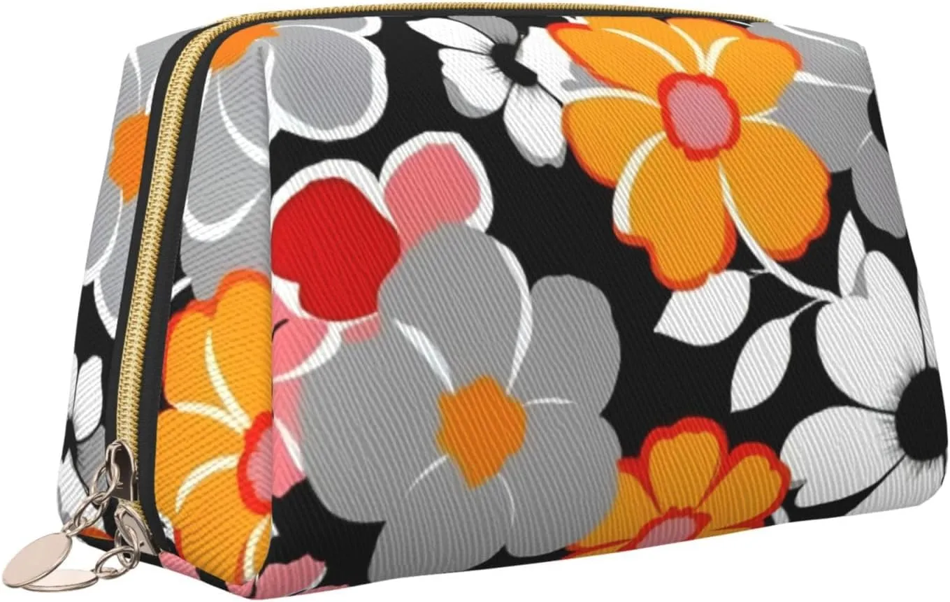 Floral Pattern Toiletry Pouch, Travel-Friendly Makeup Organizer For Makeup Brushes, Lipsticks