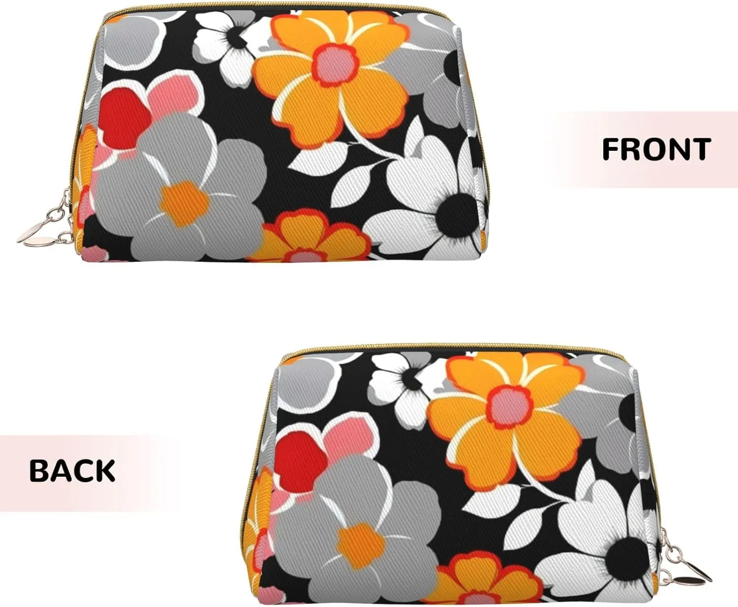Floral Pattern Toiletry Pouch, Travel-Friendly Makeup Organizer For Makeup Brushes, Lipsticks
