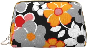 Floral Pattern Toiletry Pouch, Travel-Friendly Makeup Organizer For Makeup Brushes, Lipsticks