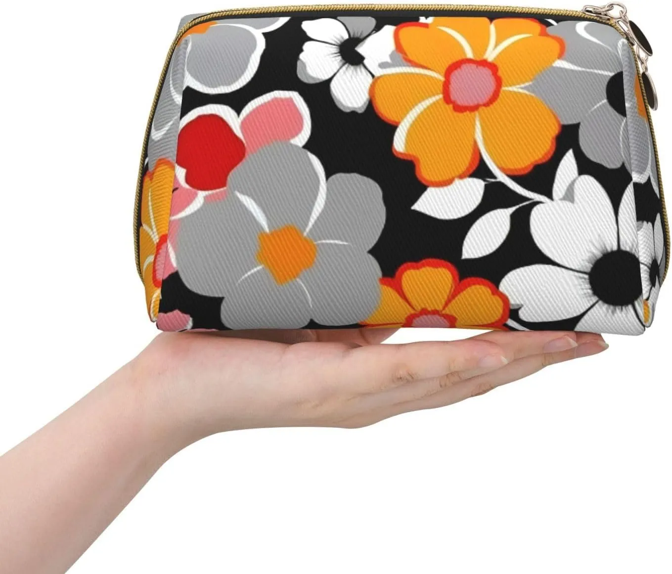 Floral Pattern Toiletry Pouch, Travel-Friendly Makeup Organizer For Makeup Brushes, Lipsticks