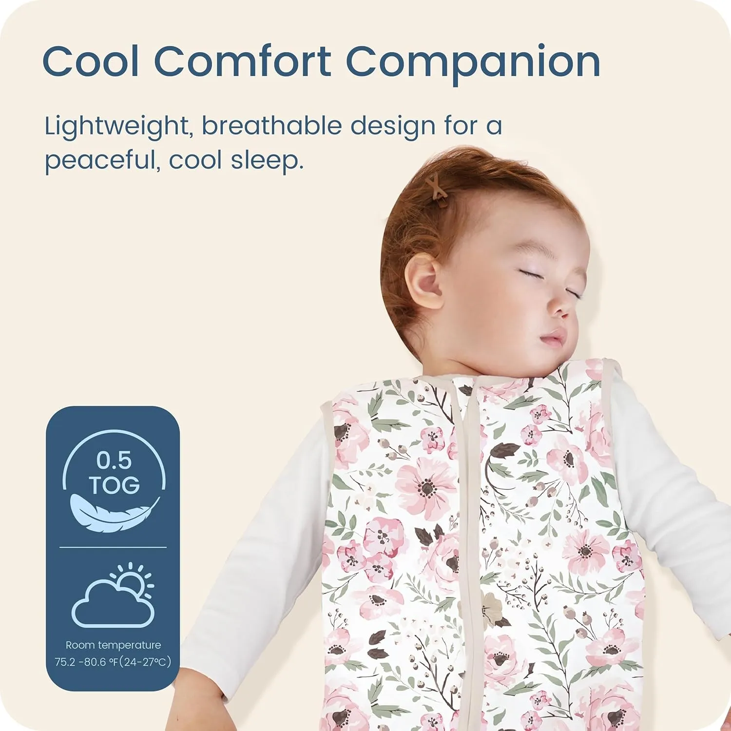 Floral Sleep Sack 6-12-15 months 2-Pack,0.5 TOG Stretchy Summer Wearable Blanket with 2-Way Safe Zippers, Cofy Soft Baby Sleeping Bag for Babies