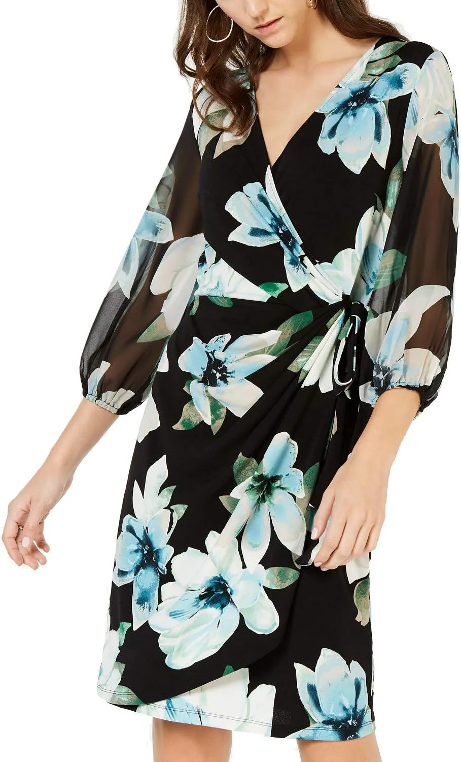 Floral Woven Faux-Wrap Dress