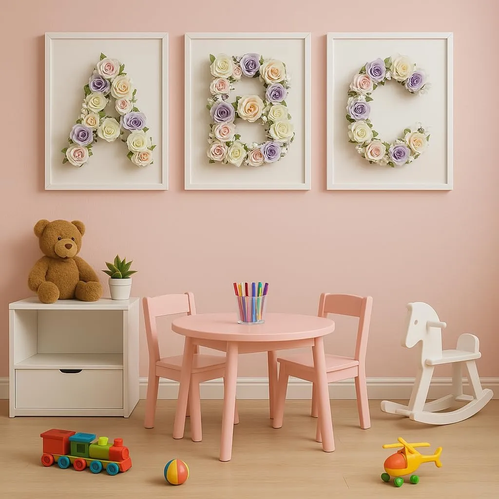 Flower Letters Artificial Floral A-Z Initial Alphabet Faux Floral Letters 13" Height Fake Flowers For Spring Wedding Funeral Baby Bridal Shower Nursery Art Photo Prop Shabby Chic Wall Decor(Shape H)
