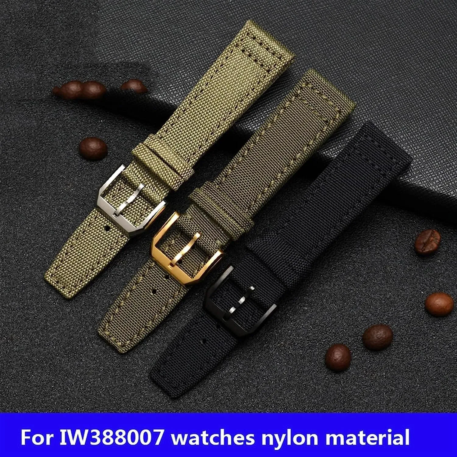 For IWC TopGun Pilot Spitfire Timezone Strap Wristwatch Nylon Canvas Fabric Watch Band 20mm 21mm 22mm