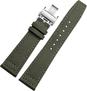 for Longines Pioneer Sports Series watchband L3.810/L3.820 Sport Canvas Strap 20mm 21mm 22mm for Men Leather Bottom Accessories (Color : Army Green Folding, Size : 22mm)