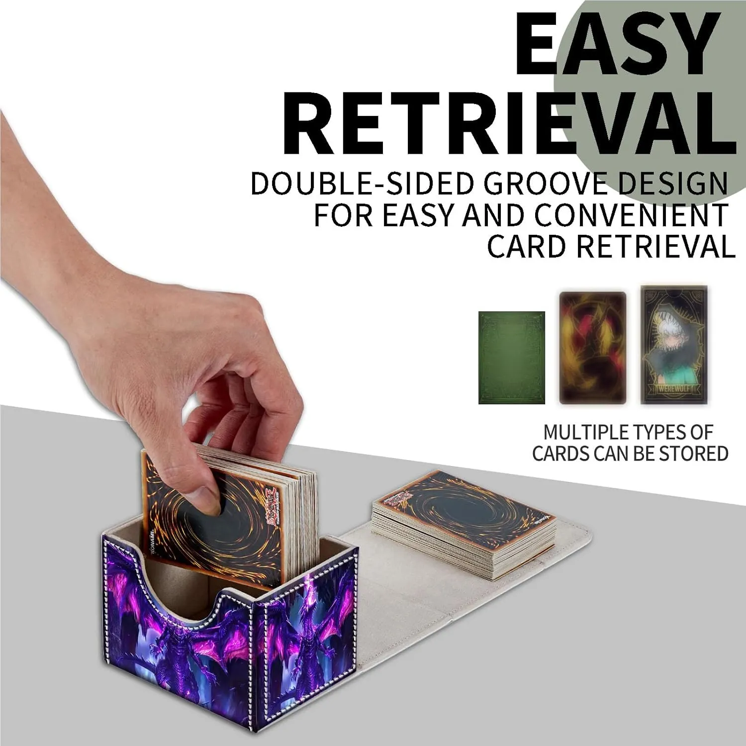 for MTG Card Storage Solution - for MTG Card Box and Commander Decks, High Capacity Anime Card Sleeves for Mtg Deck Box, Designed Specifically for Mtg Players(Purple Dragon)