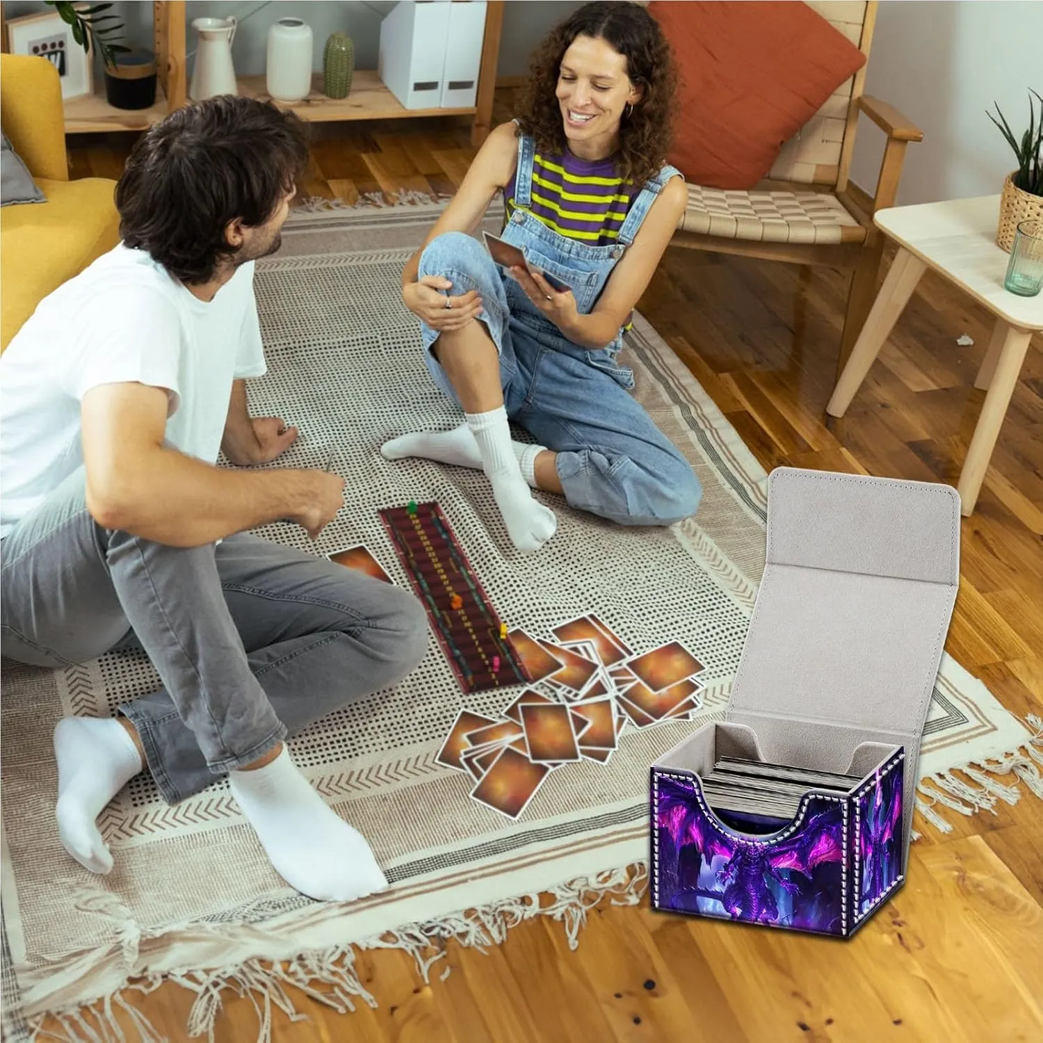 for MTG Card Storage Solution - for MTG Card Box and Commander Decks, High Capacity Anime Card Sleeves for Mtg Deck Box, Designed Specifically for Mtg Players(Purple Dragon)