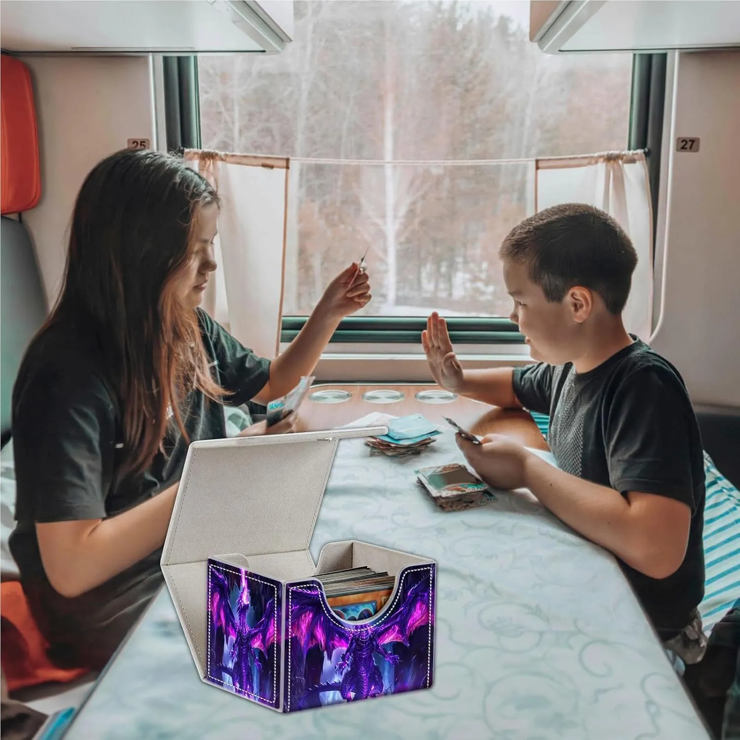 for MTG Card Storage Solution - for MTG Card Box and Commander Decks, High Capacity Anime Card Sleeves for Mtg Deck Box, Designed Specifically for Mtg Players(Purple Dragon)