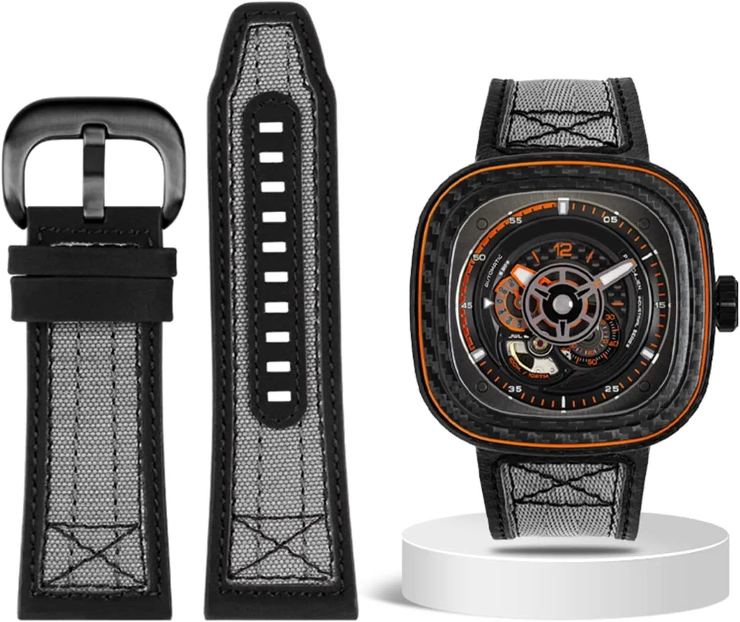 For seven on Friday Watch Strap Series P3C/04 09 Mechanical Watch Canvas Strap Leather 28mmWaterproof Wrist band Bracelet Belt
