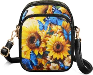 FOR U DESIGNS Sunflower Crossbody Bags for Women Leather Hobo Satchel Purses Multi Zipper Pockets Trendy Shoulder Bag