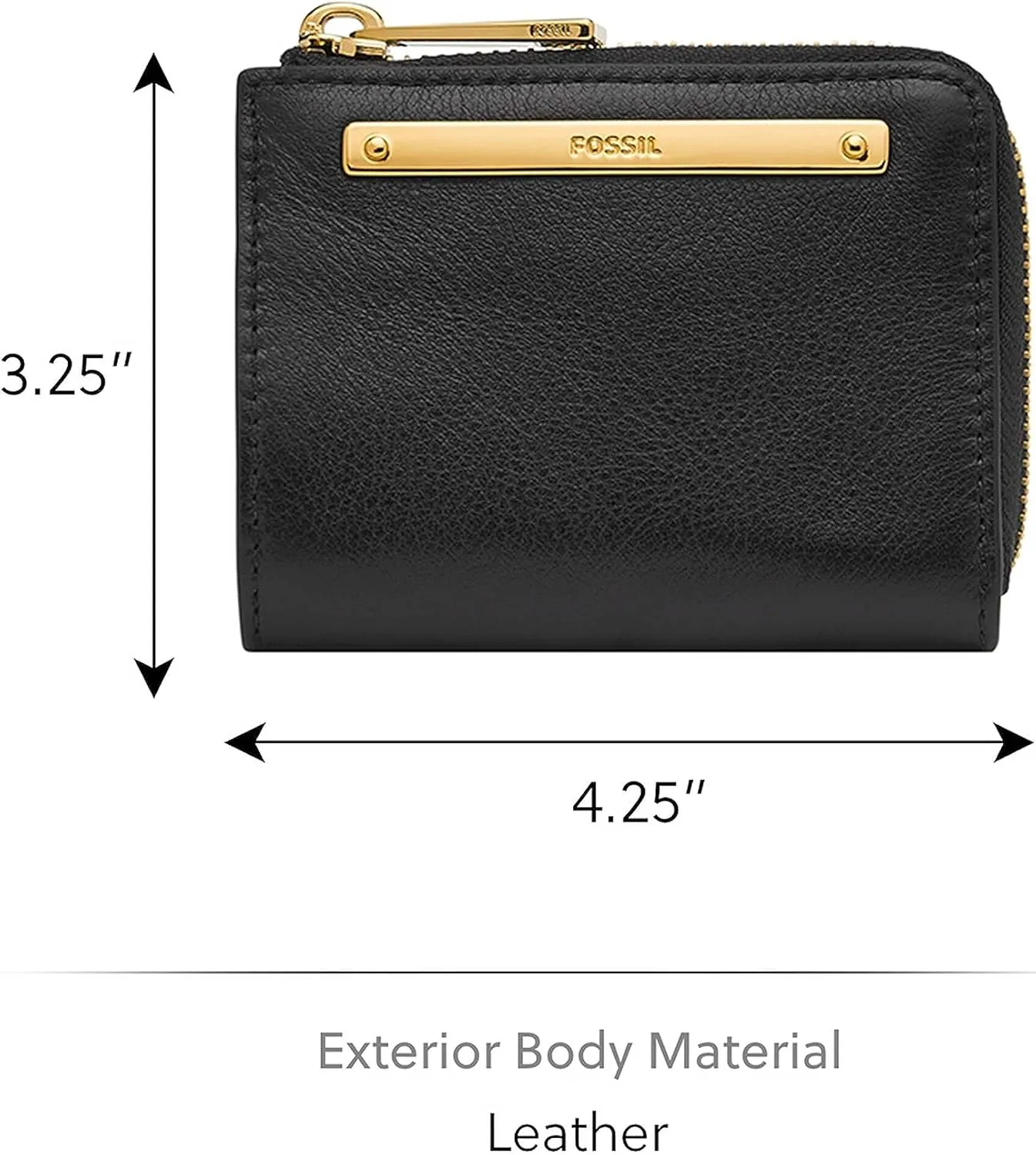 Fossil Women's Liza Leather L Zip Wallet, Black (Model: SL6406G001)