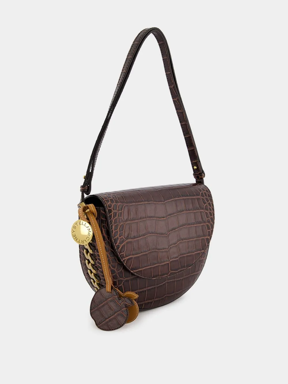 Frayme Medium Croc-Effect Brown Shoulder Bag