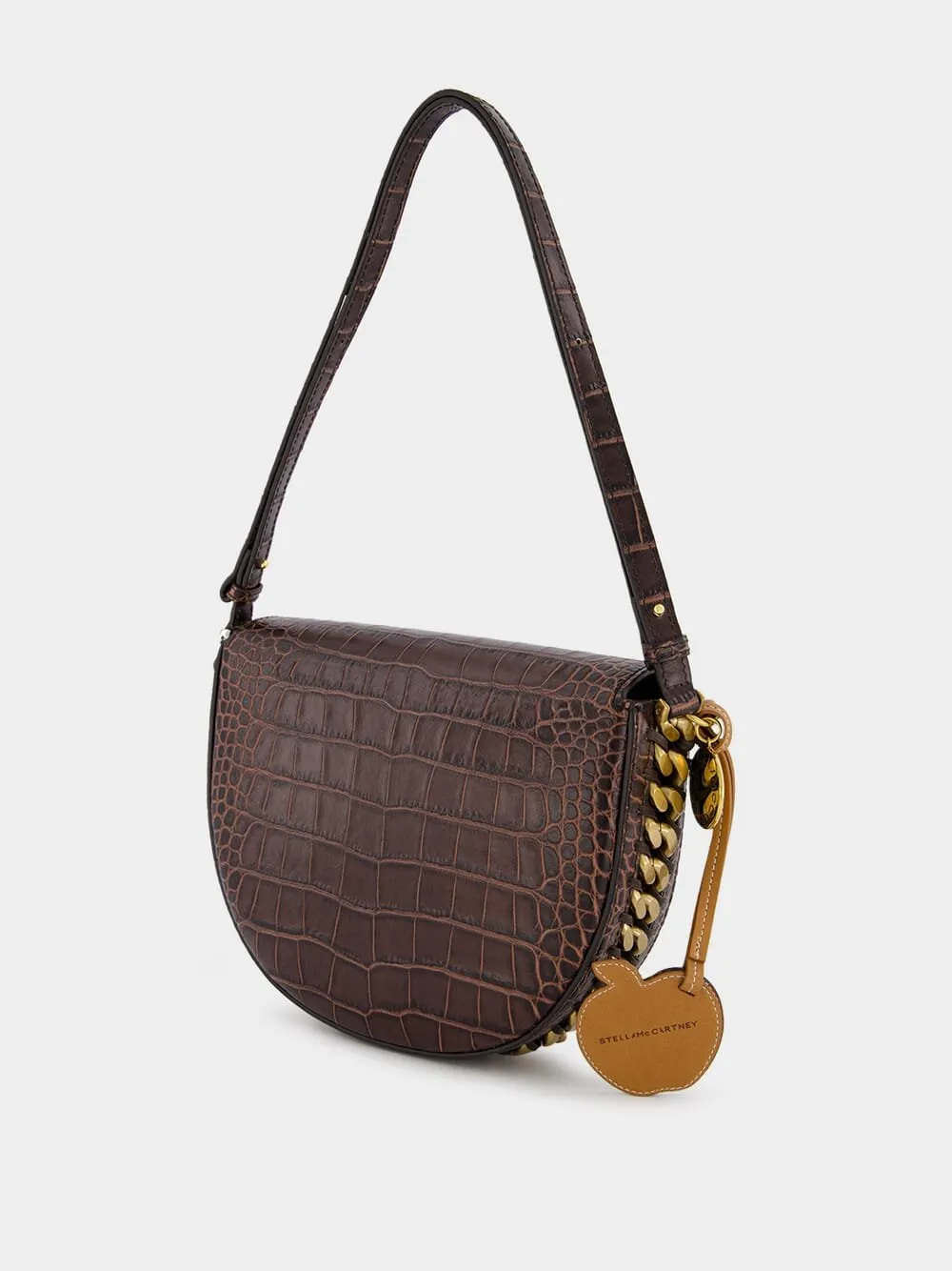 Frayme Medium Croc-Effect Brown Shoulder Bag