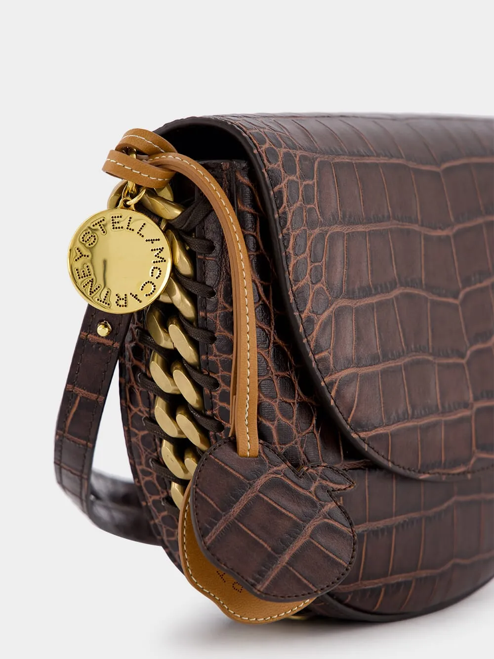 Frayme Medium Croc-Effect Brown Shoulder Bag
