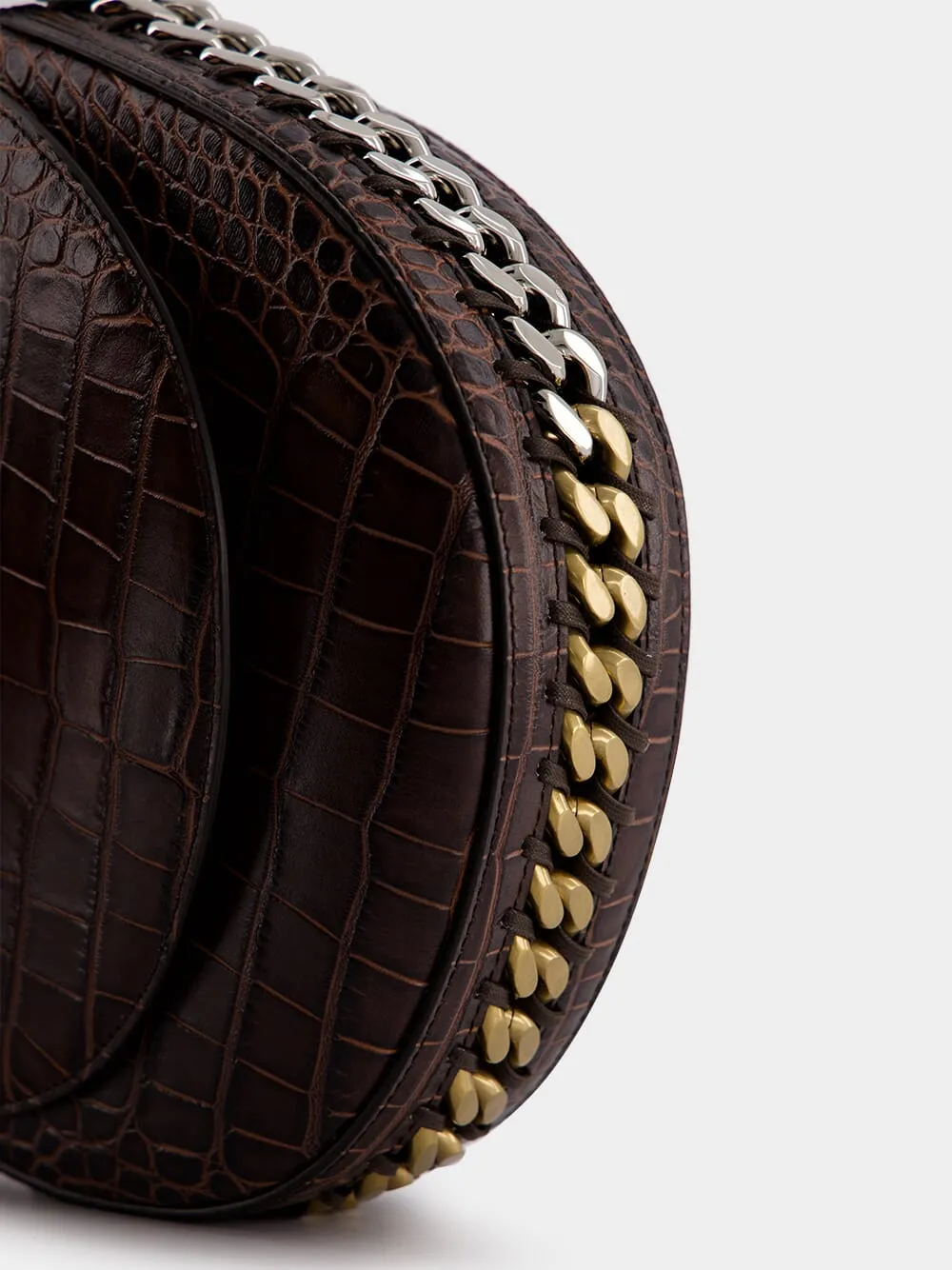 Frayme Medium Croc-Effect Brown Shoulder Bag