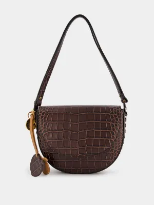 Frayme Medium Croc-Effect Brown Shoulder Bag