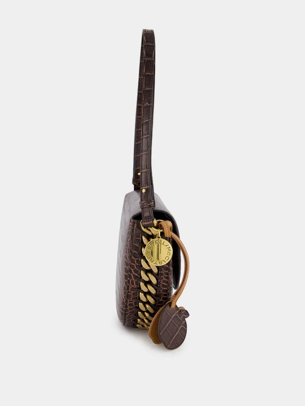 Frayme Medium Croc-Effect Brown Shoulder Bag