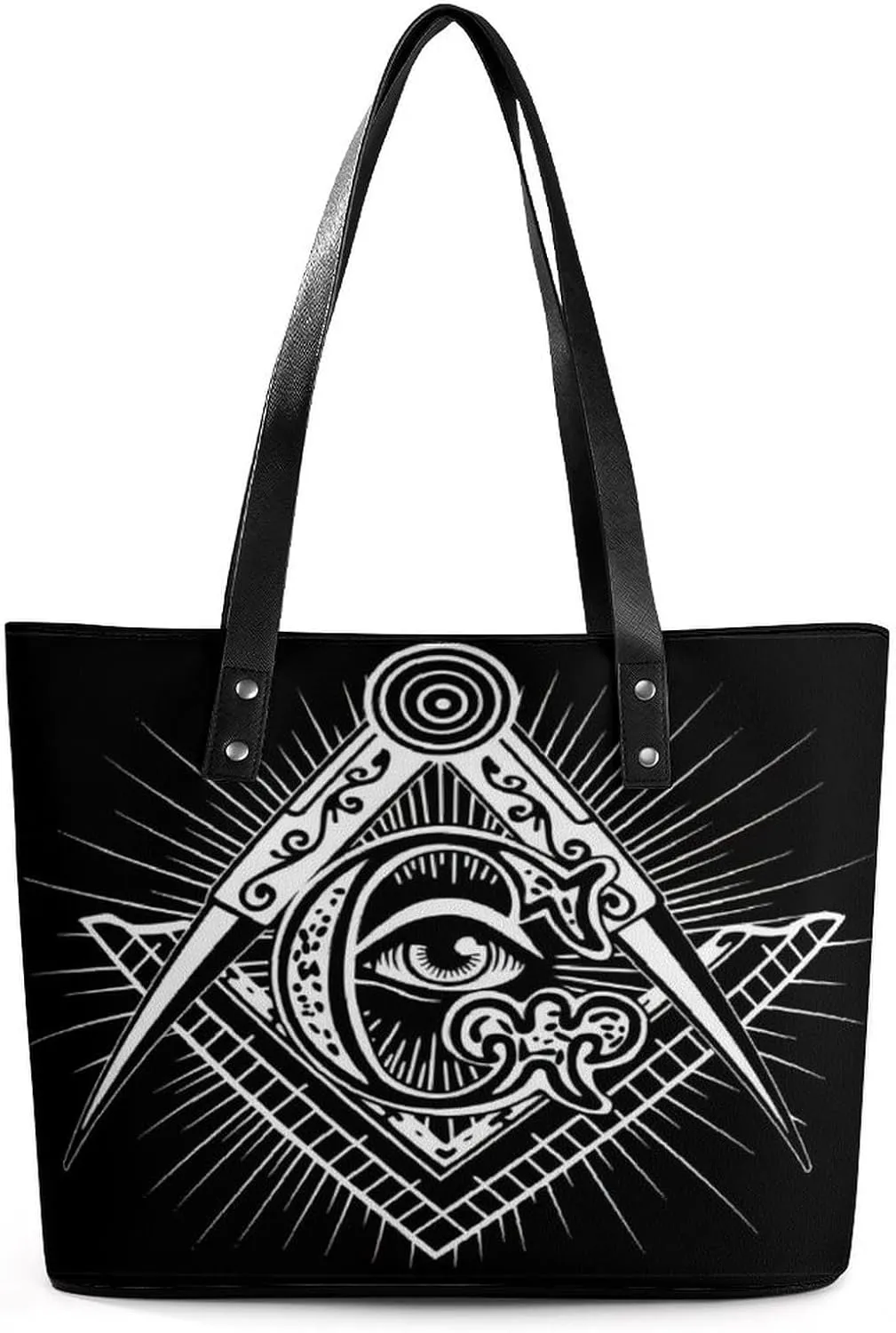 Freemasonry Masonic Lodge Logo Women Tote Bags Top Handle Satchel Handbags Faux Leather Tassel Shoulder Purse