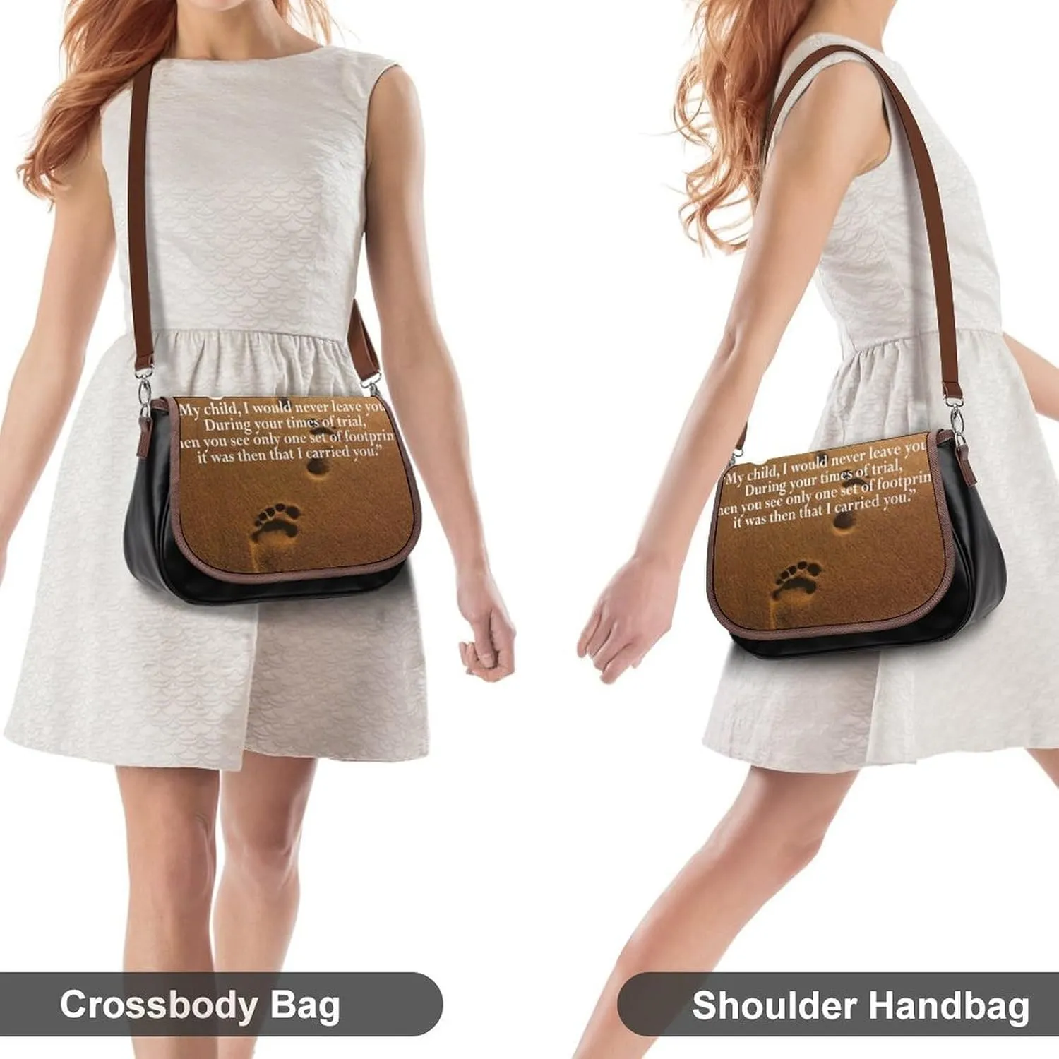 French Engraved Floral Toile Leather Shoulder Bag with Detachable Shoulder Strap Versatile for Daily Use