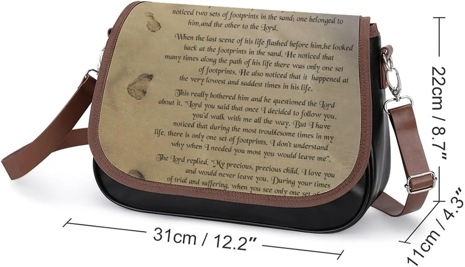 French Engraved Floral Toile Leather Shoulder Bag with Detachable Shoulder Strap Versatile for Daily Use