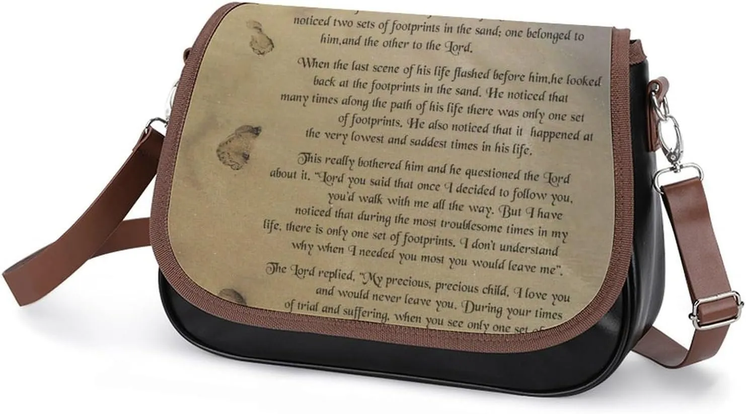 French Engraved Floral Toile Leather Shoulder Bag with Detachable Shoulder Strap Versatile for Daily Use