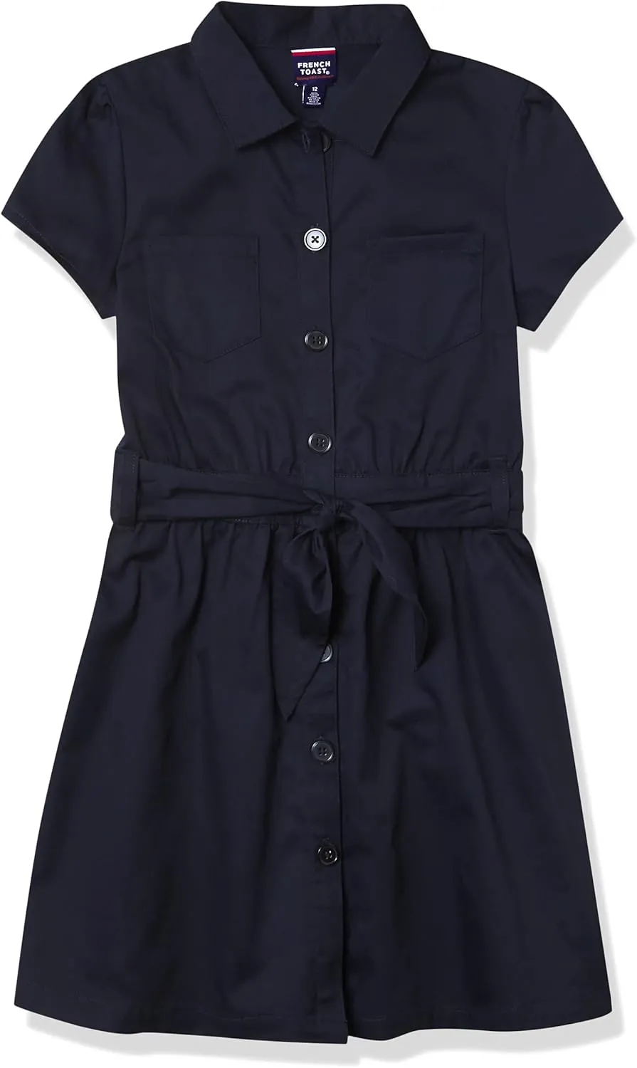 French Toast Girls' Twill Safari Shirtdress