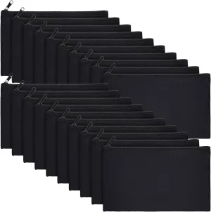 Frienda 50 Pack Canvas Zipper pencil Pouch Bulk Blank DIY Craft Bag canvas makeup Pouch Multipurpose Toiletry Tote Bag for Makeup Travel Cosmetic Stationary Storage(Black)