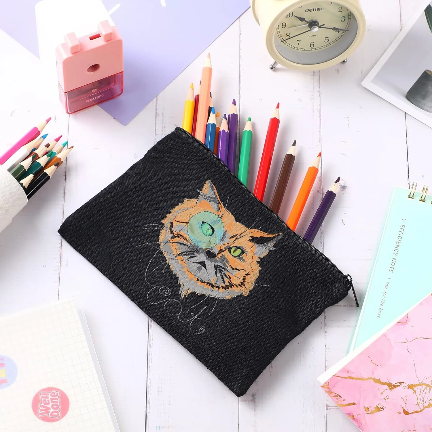 Frienda 50 Pack Canvas Zipper pencil Pouch Bulk Blank DIY Craft Bag canvas makeup Pouch Multipurpose Toiletry Tote Bag for Makeup Travel Cosmetic Stationary Storage(Black)