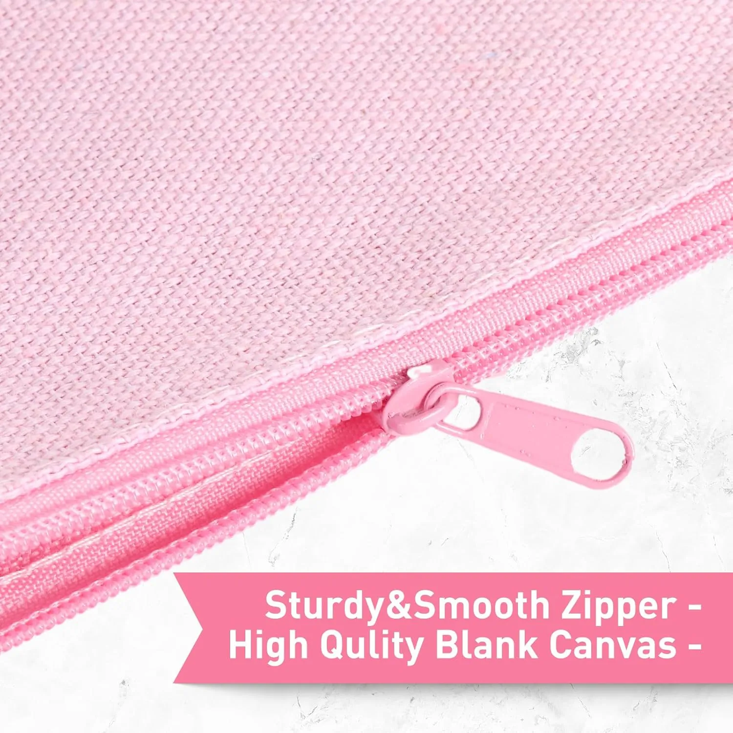 Frienda 50 Pack Canvas Zipper pencil Pouch Bulk Blank DIY Craft Bag canvas makeup Pouch Multipurpose Toiletry Tote Bag for Makeup Travel Cosmetic Stationary Storage(Pink)