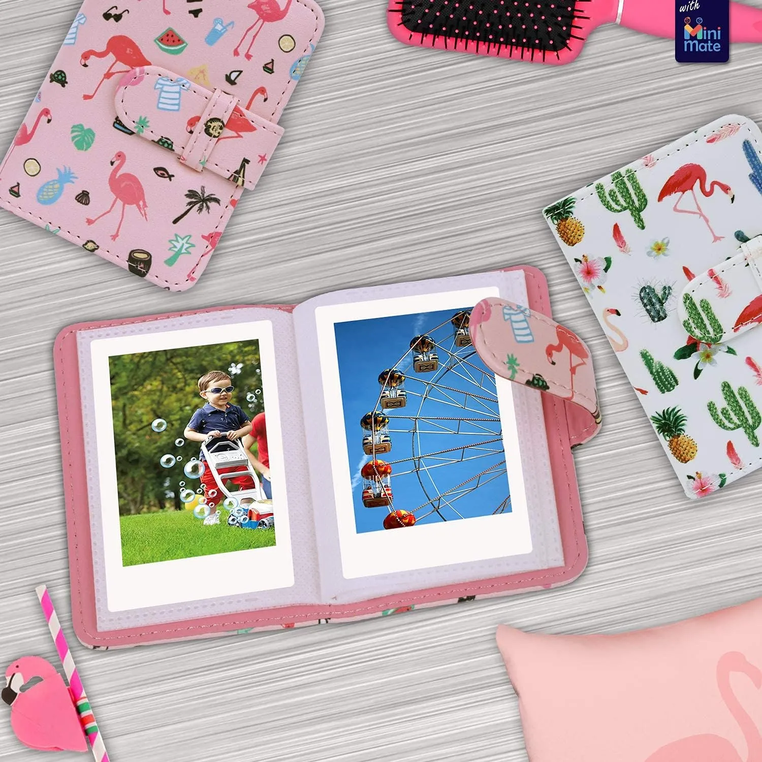 Fujifilm Instax Mini 11 Instant Camera Sky Blue   Custom Case Fuji Film Value Pack (50 Sheets) Flamingo Designer Photo Album for instax Photos