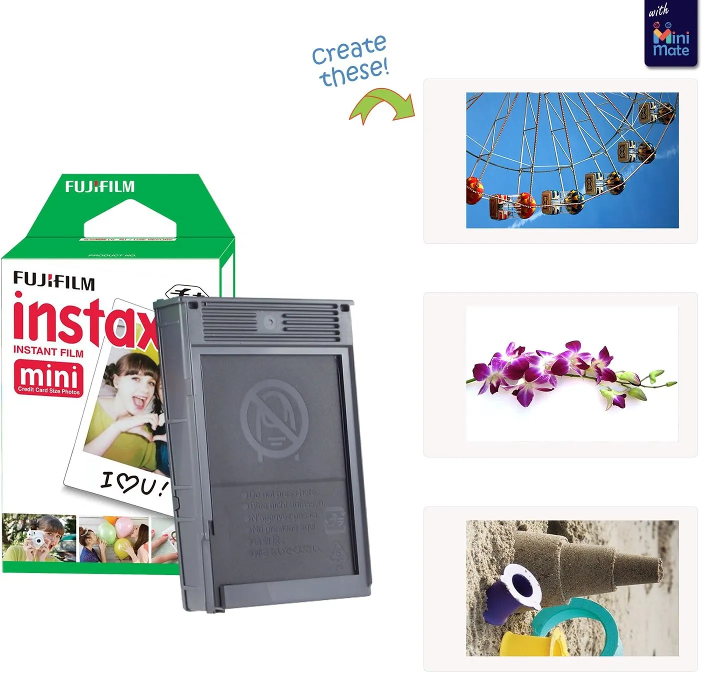 Fujifilm Instax Mini 12 Instant Camera   MiniMate Accessory Bundle & Compatible Custom Case   Fuji Instax Film Value Pack (50 Sheets) Flamingo Designer Photo Album (Pastel Blue)