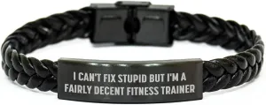 Funny Fitness Trainer Quote Leather Interlaced Bracelet Gifts for Fitness Enthusiasts | Inspirational Sports Motivation Jewelry for Christmas Memorable Presents from Friends to Loved Ones
